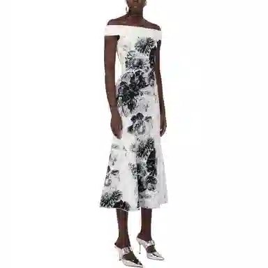 Alexander McQueen Chiaroscuro Jacquard Dress In White