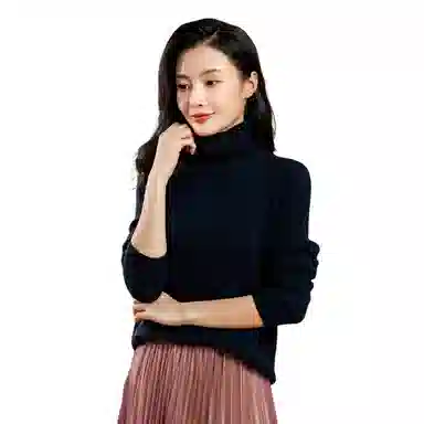 恒源祥 纯色堆堆领长袖羊绒衫 女款