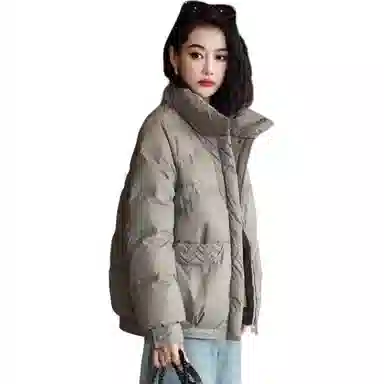 鸭鸭 立领无弹宽松拉链长袖保暖羽绒服 女款