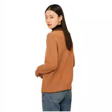 恒源祥 提花羊毛拉链领加厚毛衣 女款