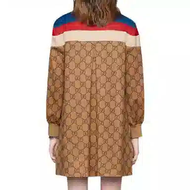 Gucci SS22 Embroidered Logo Dress Brown