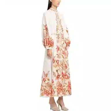 Zimmermann Floral Print Long Sleeve Dress White