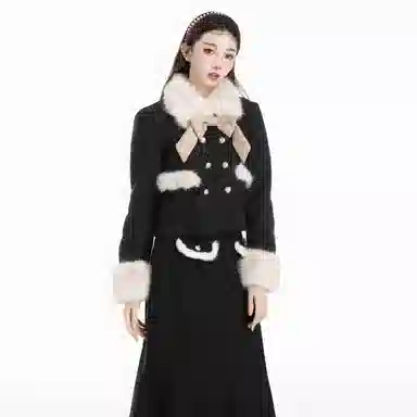 THREE Wool Coat and Skirt Set