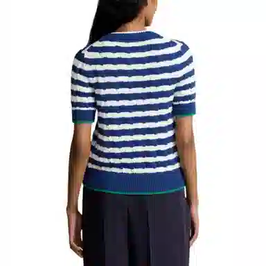 Polo Ralph Lauren Slim Fit Striped Knit Tee Blue