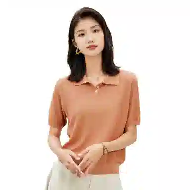 恒源祥 纯色翻领通勤气质针织衫 女款