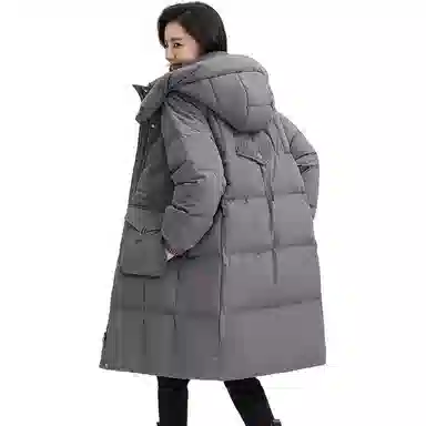 鸭鸭 连帽时尚纯色舒适宽松长袖羽绒服 女款