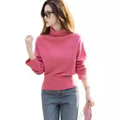 【dme】 纯色高领套头休闲长袖针织衫 女款