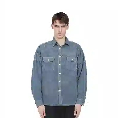 PALACE Washed Drop Shoulder Cord Shirt Dusty Blue FW21