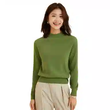 恒源祥 坑条半高领打底毛衣 女款