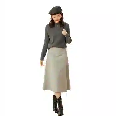 恒源祥 坑条半高领打底毛衣 女款