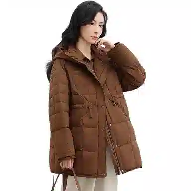 鸭鸭 连帽收腰修身显瘦羽绒服 女款