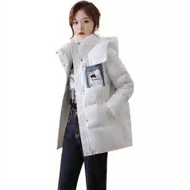 鸭鸭 纯色通勤连帽拉链轻盈羽绒服 女款