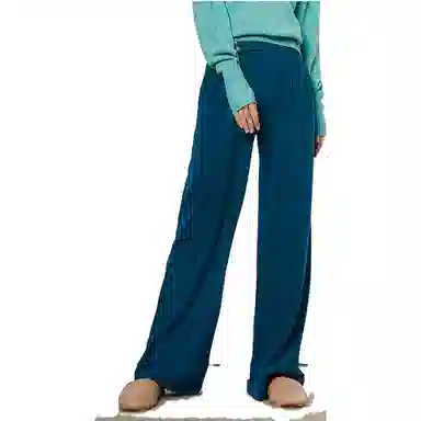 美洋 软糯阔腿西装裤 女款 深蓝