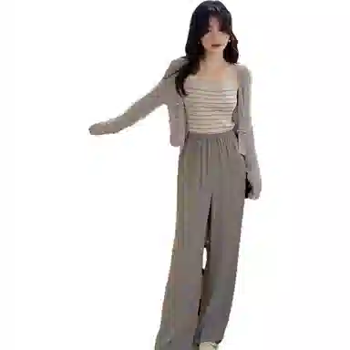 花栗鼠小姐 窄版纯色阔腿休闲裤 女款