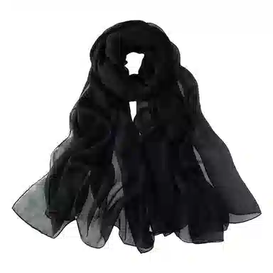 上海故事 纯色加大真丝雪纺素色长巾海滩沙漠旅游推荐 桑蚕丝 丝巾 女款