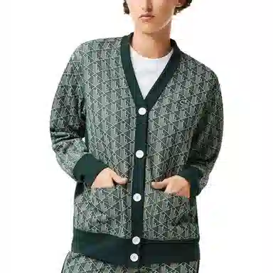 Lacoste V-Neck Knit Cardigan Green