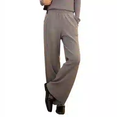 恒源祥 羊毛针织阔腿裤松紧高腰系带休闲裤 女款