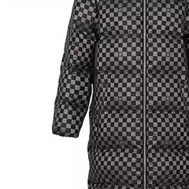 Louis Vuitton FW21 Checkerboard Long Hooded Down Jacket Black