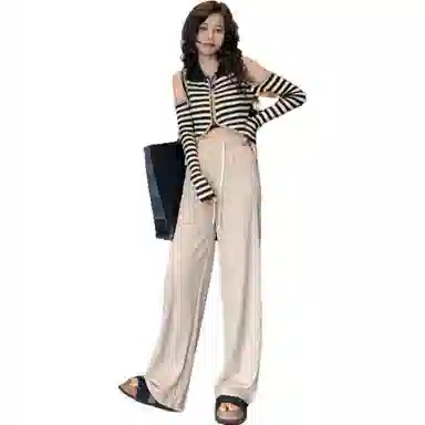 【dme】纯色抽绳阔腿休闲裤 女款