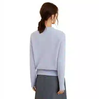 恒源祥 坑条半高领打底毛衣 女款