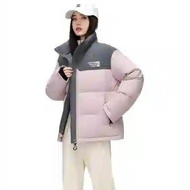 鸭鸭 字母印花厚款保暖长袖羽绒服 通用 粉色