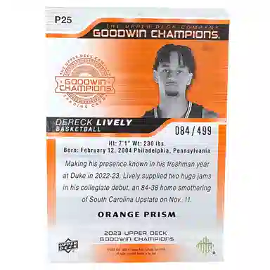 UPPER DECK goodwin champions Dereck Lively II 084499