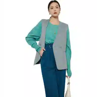 美洋 软糯阔腿西装裤 女款 深蓝