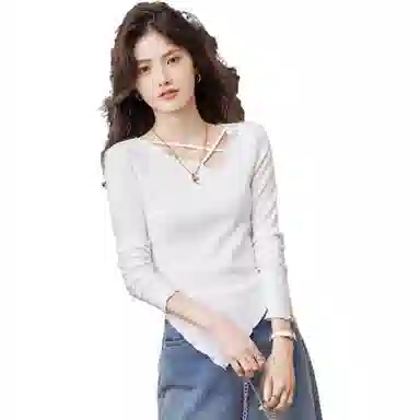 【dme】纯色不规则长袖针织衫 女款