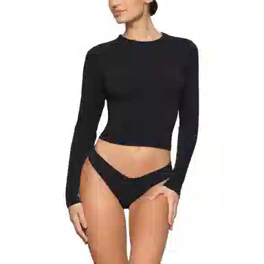 SKIMS NEW VINTAGE CROPPED LONG SLEEVE T-SHIRT T ONYX