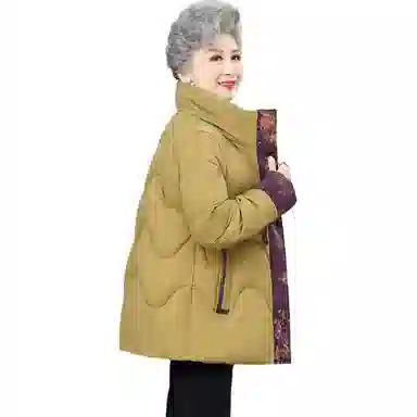 鸭鸭 韩版立领花色直筒羽绒服 女款