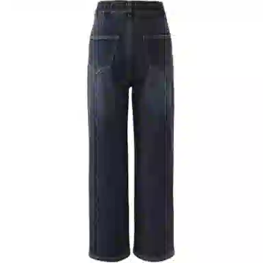 娅丽达 纯色拉链中腰直筒牛仔裤 女款