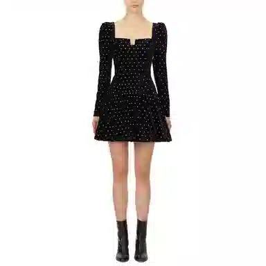 Self-portrait Classic Long Sleeve Dress Black