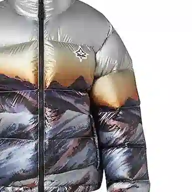 Louis Vuitton SS22 Scenic Print Down Jacket Gray