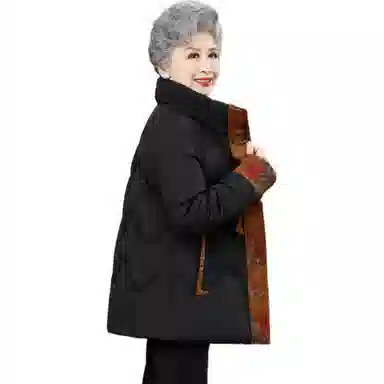 鸭鸭 韩版立领花色直筒羽绒服 女款