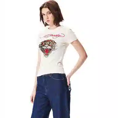Ed Hardy SS24 Slim Crew Neck T-Shirt Ivory