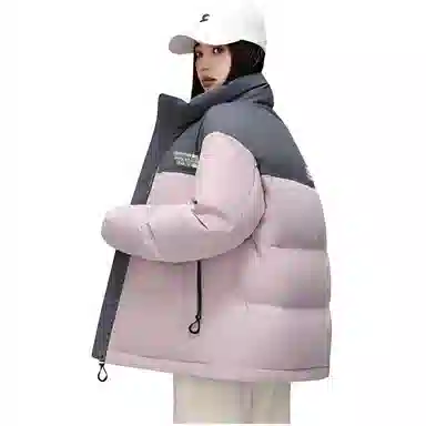 鸭鸭 字母印花厚款保暖长袖羽绒服 通用 粉色