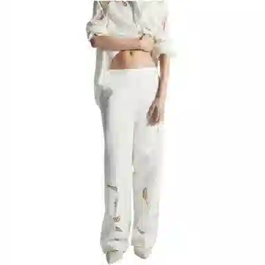 COS Wide Leg Embroidered Pants White