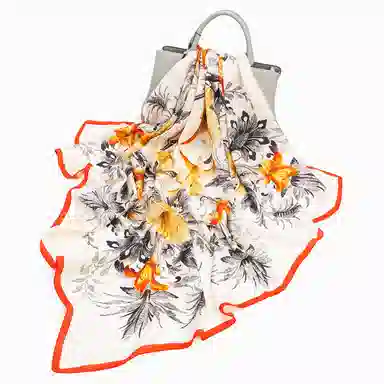 丝萝工艺 上海故事 花萝真丝喷绘大方巾 桑蚕丝 丝巾 女款 别样桃花