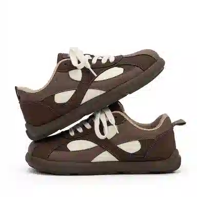 芭芭鸭 时尚休闲 舒适平底 系带 防滑耐磨 低帮 板鞋 女款 棕色