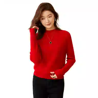 恒源祥 坑条半高领打底毛衣 女款