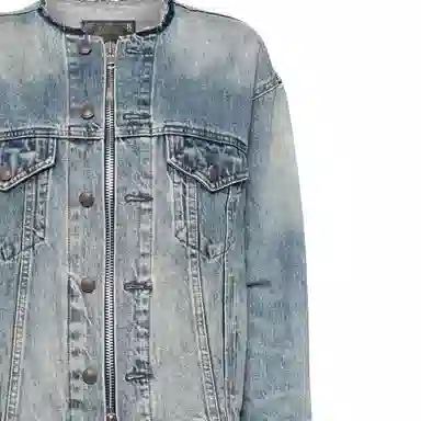 R13 SS24 Collarless Denim Jacket Wax Blue