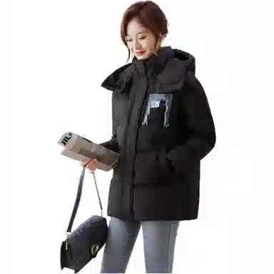 鸭鸭 纯色通勤连帽拉链轻盈羽绒服 女款