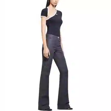 COURREGES FW24 SLASH CONTRAST T-SHIRT T Black Heritage White