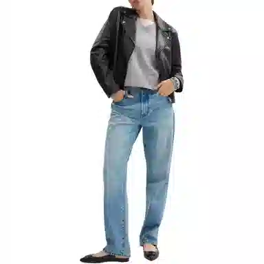 COACH Zip Collar Leather Jacket Black