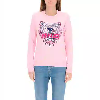 KENZO Tiger Embroidered Pullover Sweatshirt Pink