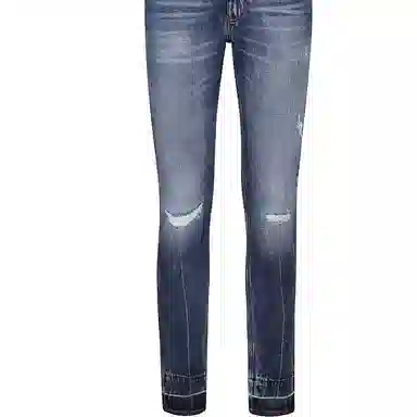 Versace Jeans Couture Distressed Zip Relaxed Straight Jeans Blue