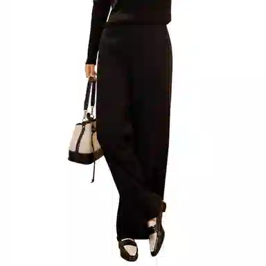 恒源祥 羊毛针织阔腿裤松紧高腰系带休闲裤 女款