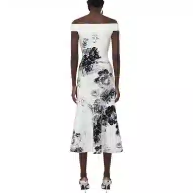 Alexander McQueen Chiaroscuro Jacquard Dress In White
