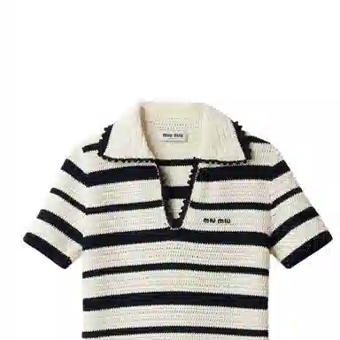 Miu Miu SS24 Striped Knit Mini Dress Ivory