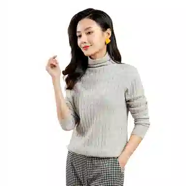 恒源祥 纯色堆堆领长袖羊绒衫 女款